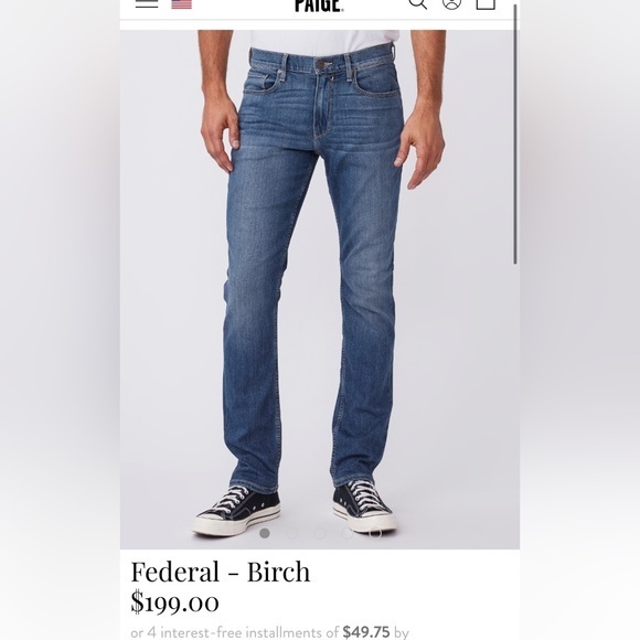 Paige Federal Jeans in Birch Size 28 NWT The Slim Fit - Picture 1 of 16